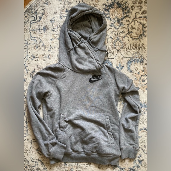 Nike Women's Heather Gray Cowl Neck Hoodie Size Small - Picture 2 of 7
